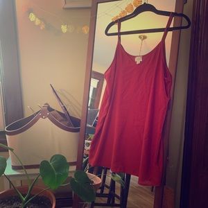 Rust colored spaghetti top slip dress